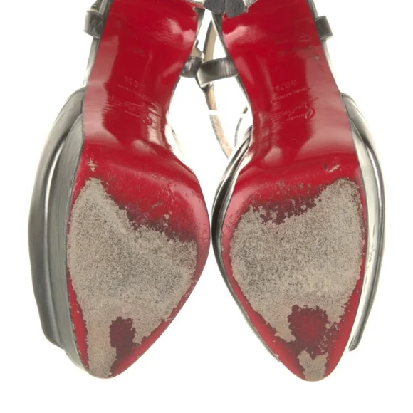Elegant Daffodile Christian Louboutin leather Silver mini platform Heels, IT38.5 - Picture 5 of 6